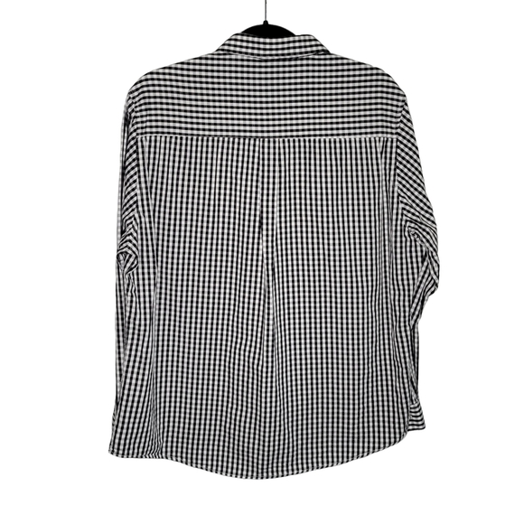 GloryStar Black & White Gingham Plaid Contrast Flip Cuff Button-Up Shirt Mens XL - Picture 5 of 8